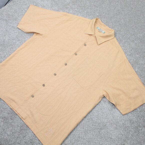 Tommy Bahama Camp Shirt Mens Large Loop Collar Orange 100% Silk S/S Hawaiian - Picture 3 of 10